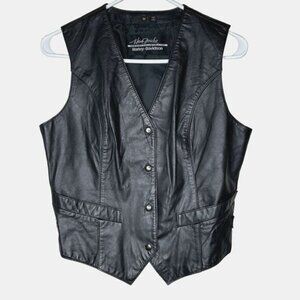 Harley Davidson Hein Gericke Leather Vest Womens Size M Vintage Black Biker